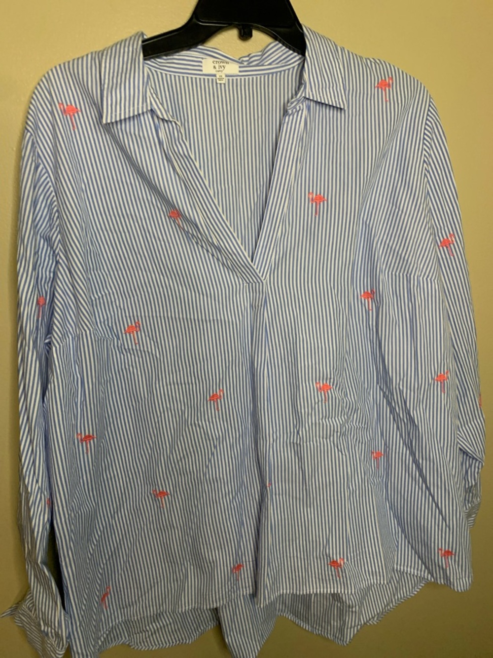 crown & ivy Blue and White Vertical Stripe Shirt
